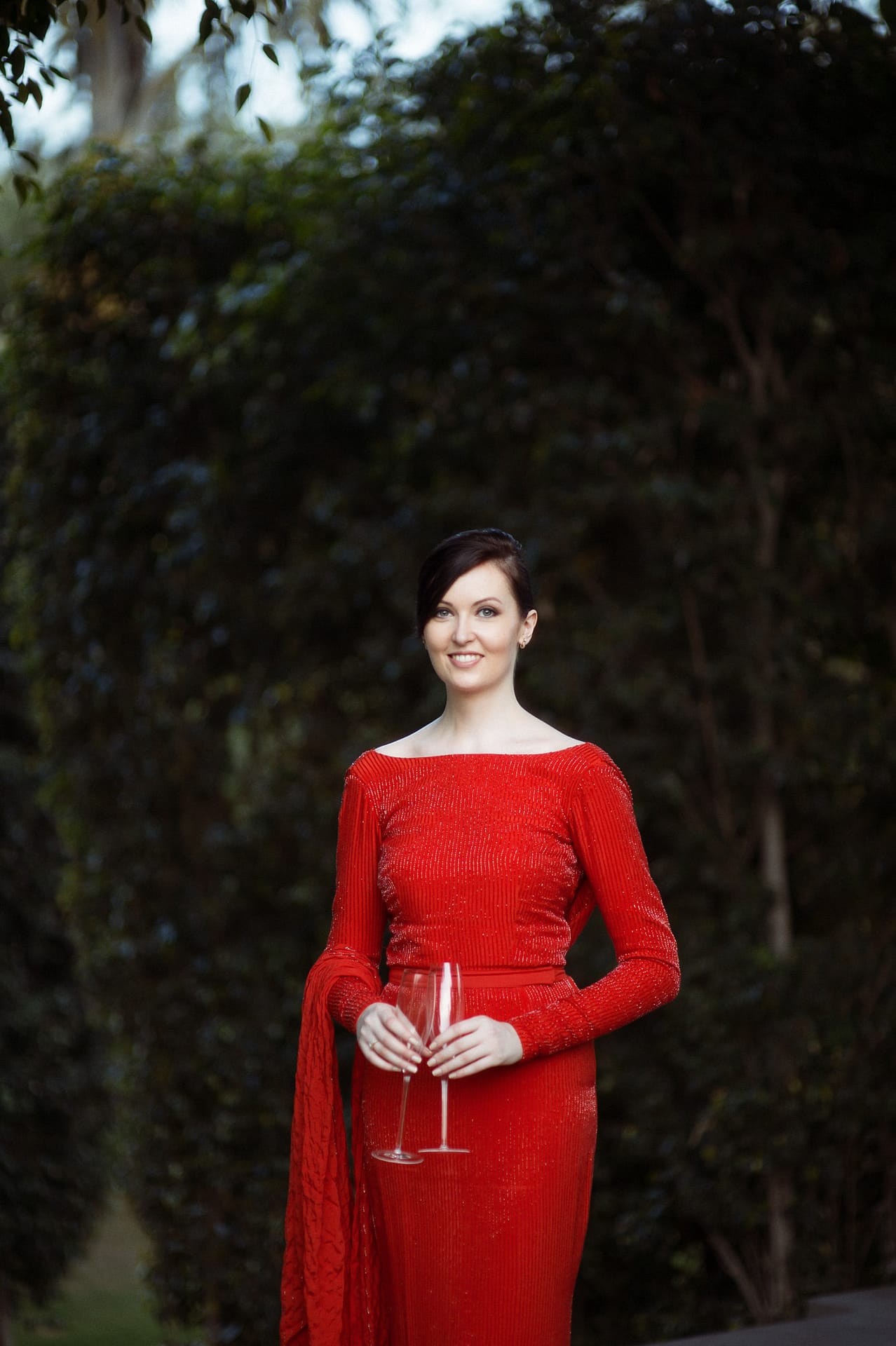Bride with beautiful red dress